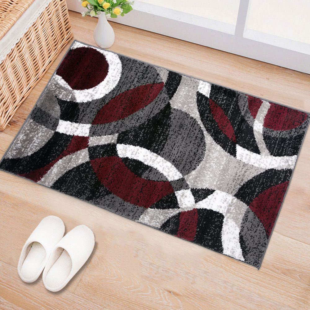 Rugshop Overlapping Circles Modern Geometric Area Rug Red 7'10" x 10'2"