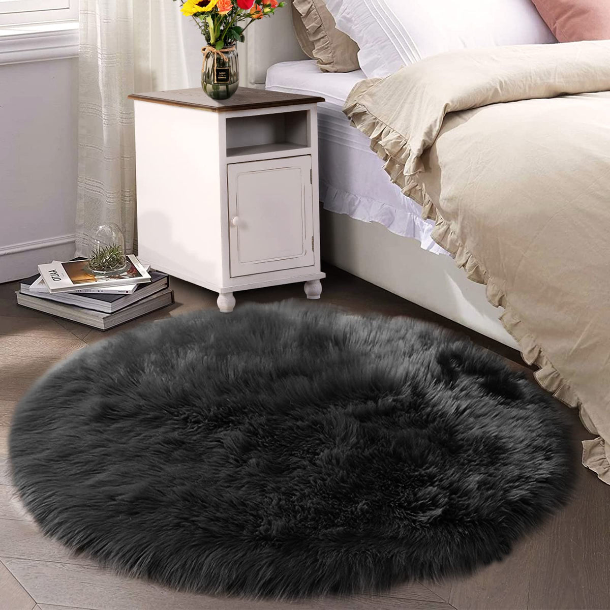 Latepis White Faux Fur Sheepskin Rug 4x6 for Living Room, Fuzzy Rugs Fluffy Washable Rug for Bedroom, Playroom, Luxury Room Decor, Rectangle