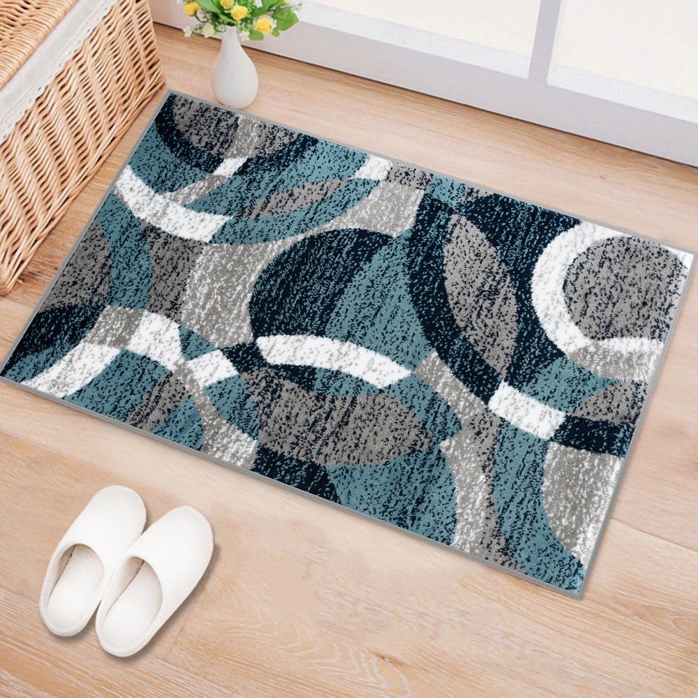 Rugshop Overlapping Circles Modern Geometric Area Rug Red 7'10" x 10'2"