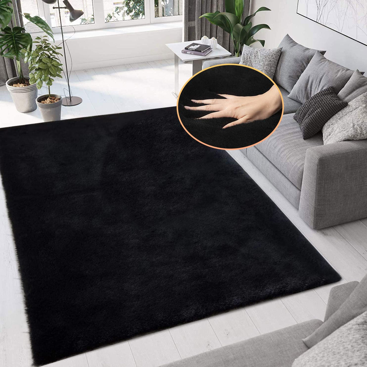 ORINOVA White Faux Bunny Fluffy Fur Rug Washable Area Rugs for Living Room Nursery Rugs for Bedroom 2x3 Rectange Rug Cute Home Décor