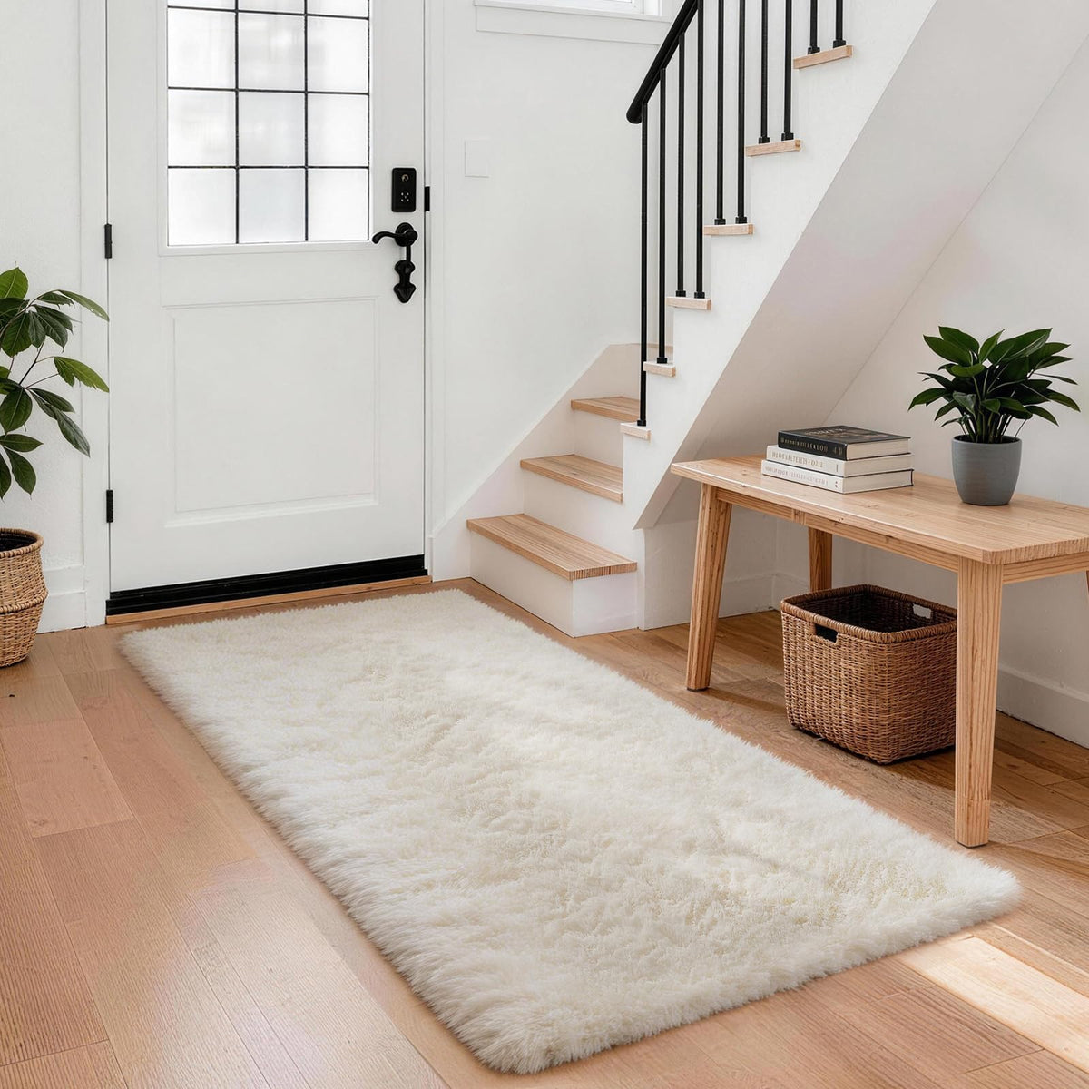 Ophanie Area Rugs for Bedroom, Christmas Upgrade Non-Slip Ivory Fluffy Soft Shag Living Room Carpet, Indoor Floor 4x6 Fuzzy Shaggy Plush Nursery Rug for Kids Dorm Decor with Over 99 pcs Pile fibers