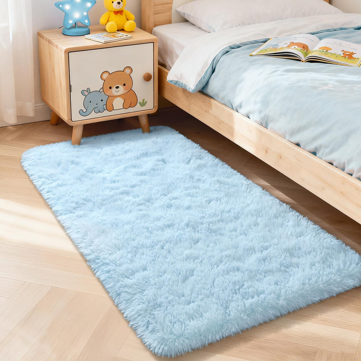 Merelax Soft Area Rug for Livingroom Bedroom, Machine Washable 4x6 Black Rugs Fluffy Shaggy Bedside Rug, Non Slip Indoor Carpet for Nursery Kids Room Home Decor Aesthetic