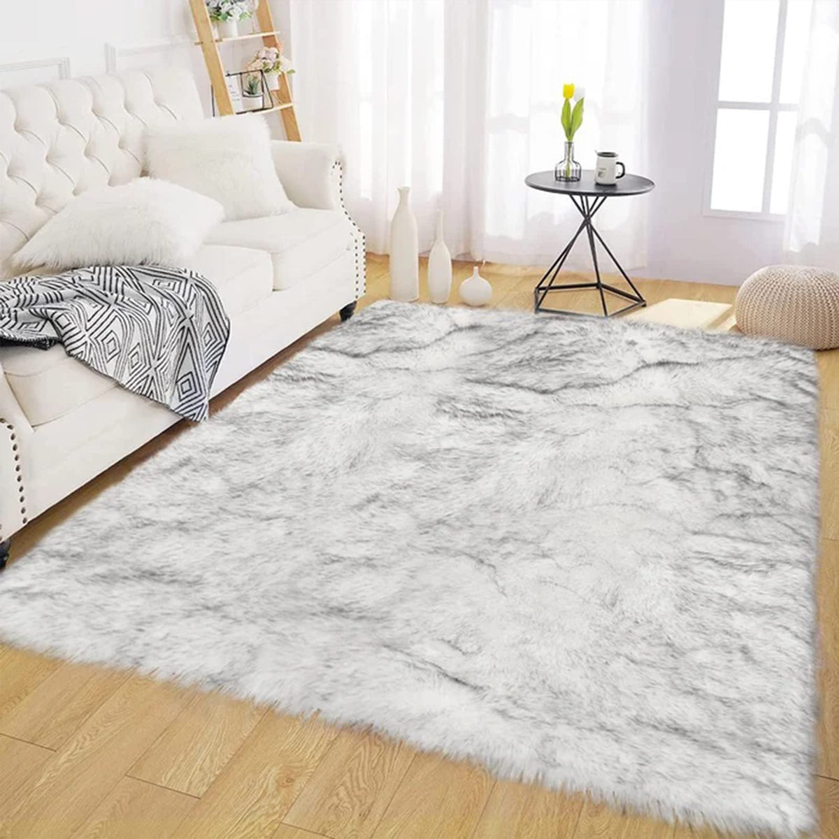 Latepis White Faux Fur Sheepskin Rug 4x6 for Living Room, Fuzzy Rugs Fluffy Washable Rug for Bedroom, Playroom, Luxury Room Decor, Rectangle