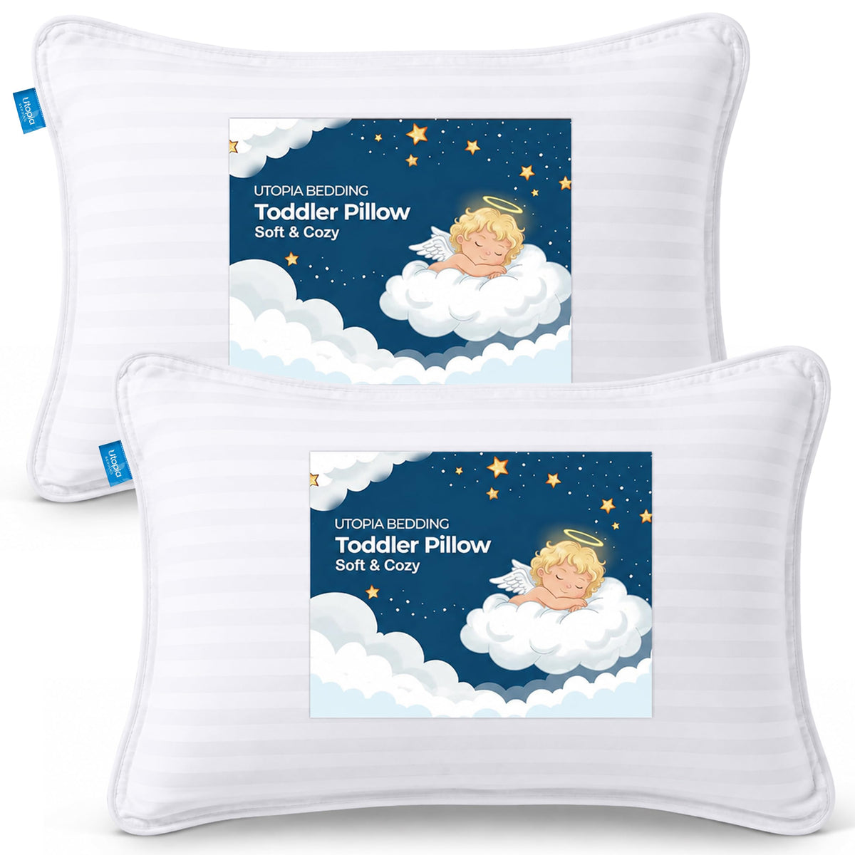 Utopia Bedding Toddler Pillow 2 Pack, Cotton Blend Shell 13x18 Inch, White