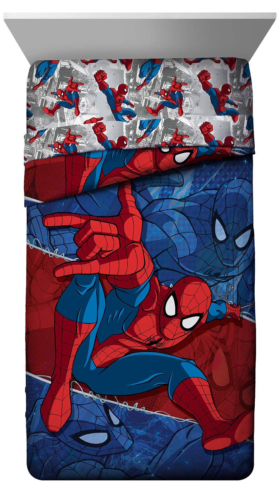 Jay Franco Kids Comforter - Super Soft Reversible Bedding Polyester Microfiber Fill, Multi - Spiderman, Twin