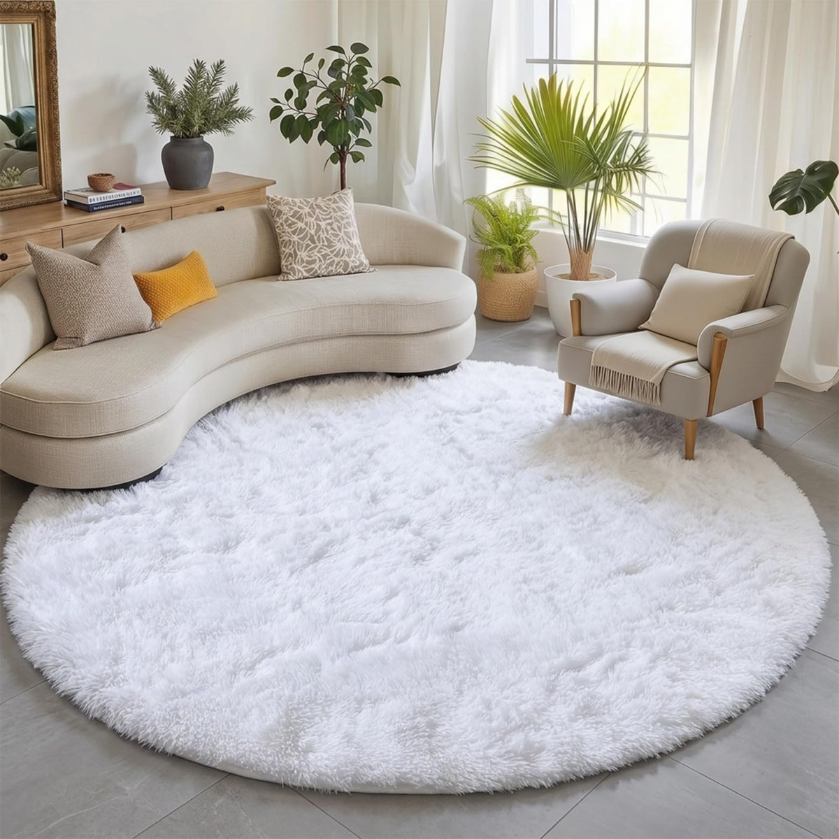 Area Rugs for Bedroom Living Room, 4x6 Fluffy Grey and Black Geometric Rug