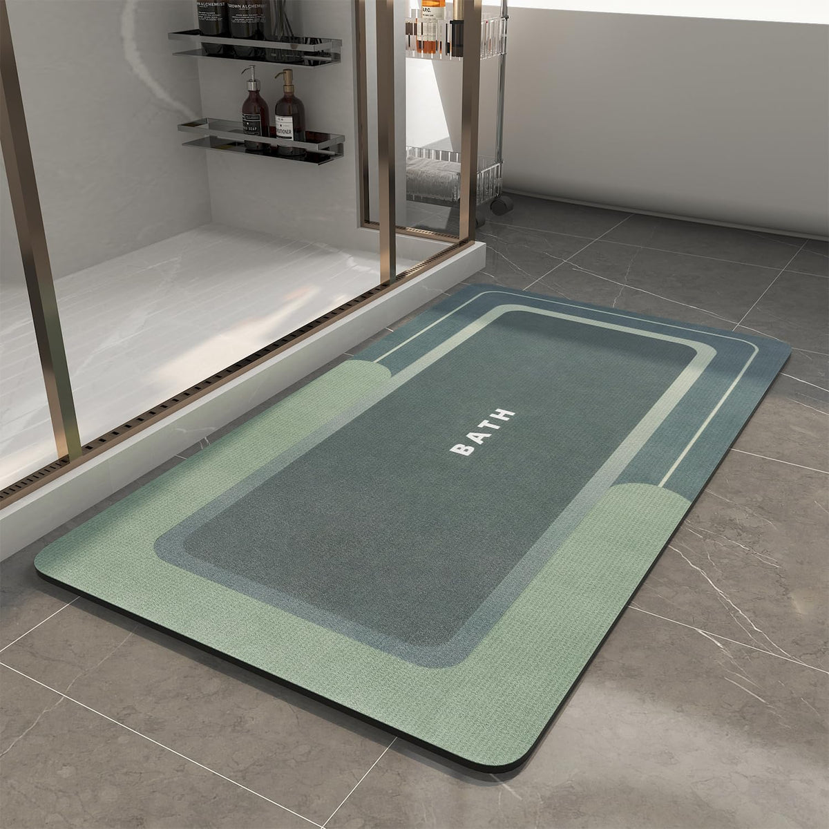 MontVoo-Bath Mat-Bath Mat Rug Non Slip Super Absorbent Stain Resistant Quick Dry Thin Bathroom Rug-Bath Mats for Bathroom Floor Bathtub Vanity-Bathmat Bath Rug Easy Care-17"x27" Darkgrey