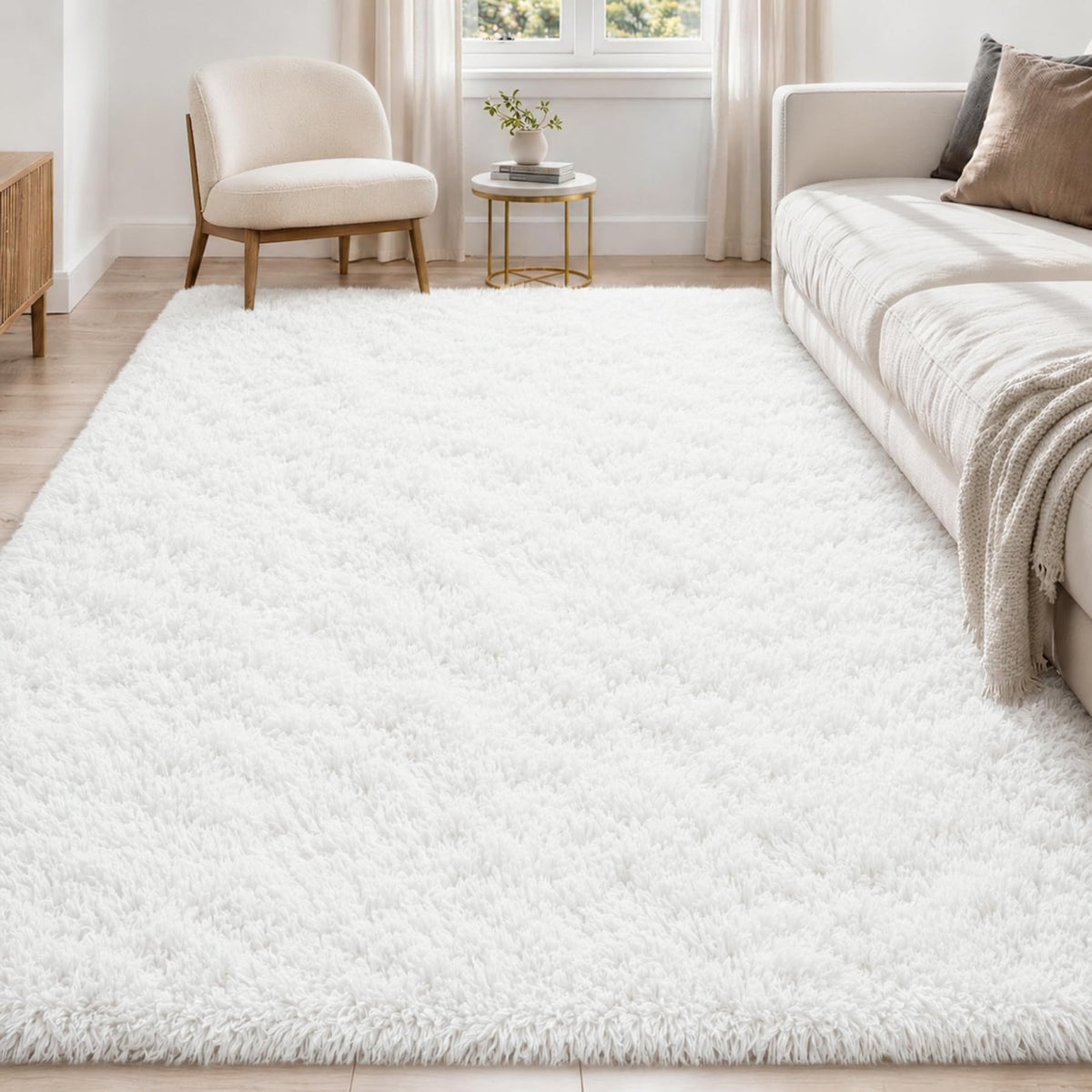 Tosuoka 4x6 Area Rugs for Bedroom, Soft Fluffy Shag Thick Black Rug