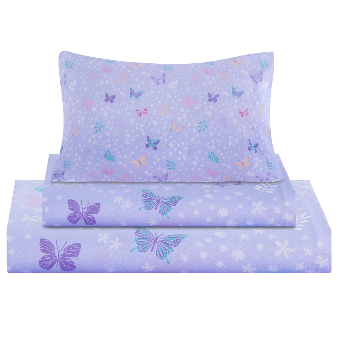 Viviland 3 Pieces Boys Blue Truck Twin Sheet Set - Soft Microfiber Fitted Flat Sheets & Pillowcase - Construction Truck Bedding Sets - for Kids & Toddlers