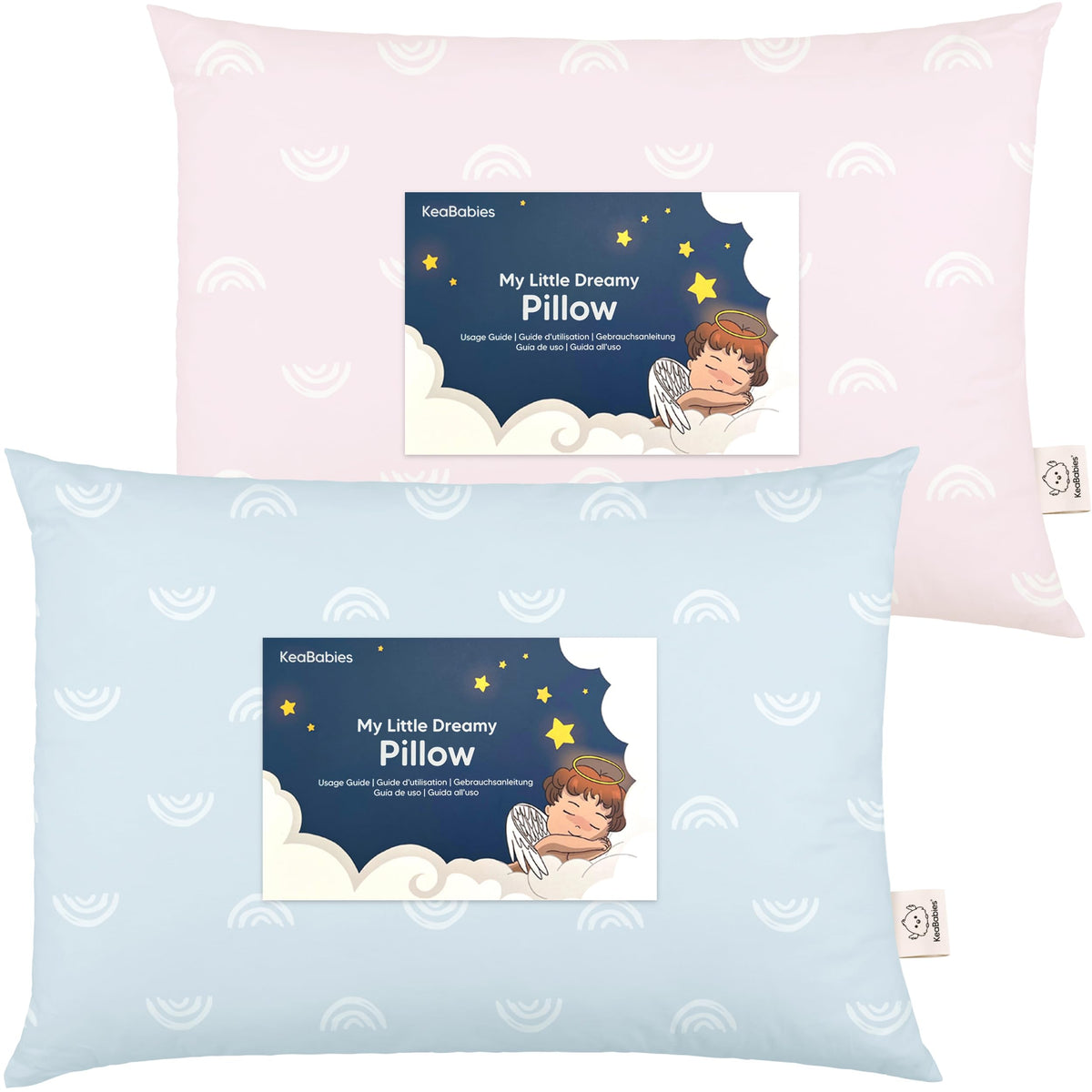 KeaBabies 2pk Toddler Pillows 2 Year Old to 5,14x20 Kids Pillow(Soft White)