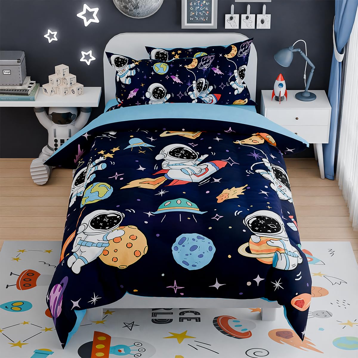 Woodland Animal Kids Bedding Set for Boys, Ultra Soft Microfiber Comforter Set Twin Size 3-Pieces, Comforters Bed Sets for Kid Tween Teen Bedroom Decor