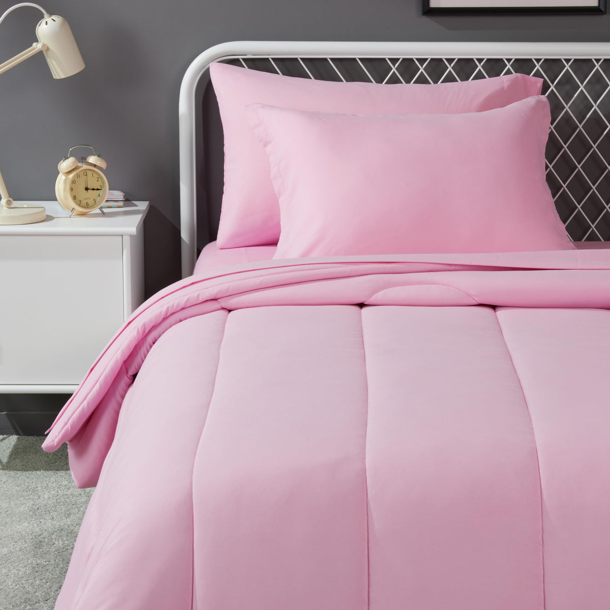 Amazon Basics 7-Piece Soft, Easy-Wash Microfiber Kid's Bed-in-a-Bag Bedding Set with Sheet and Comforter, Full/Queen, Unicorn Print