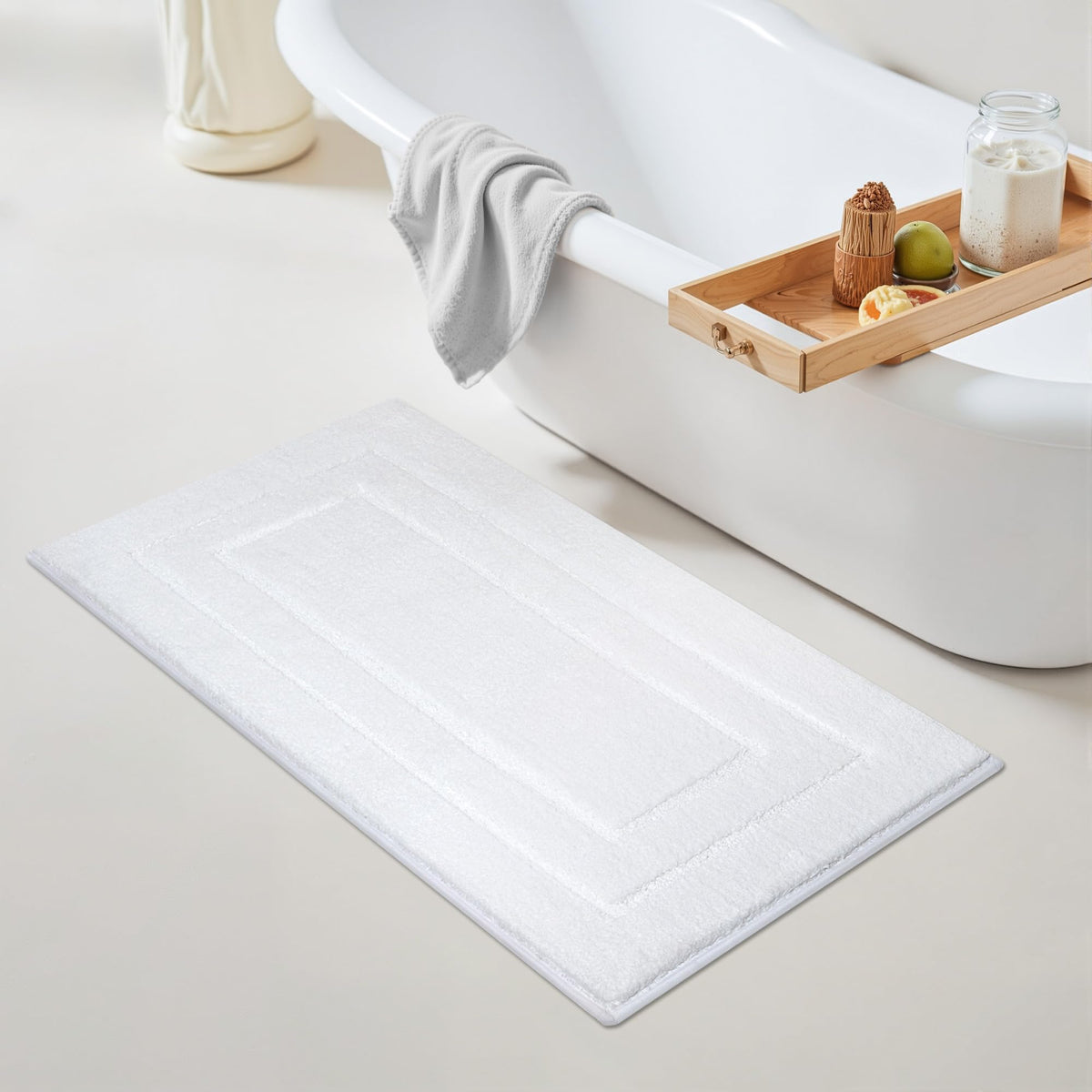 GRANNY SAYS Gray Bathroom Rug 16" x 24", Non-Slip Microfiber Bath Mat