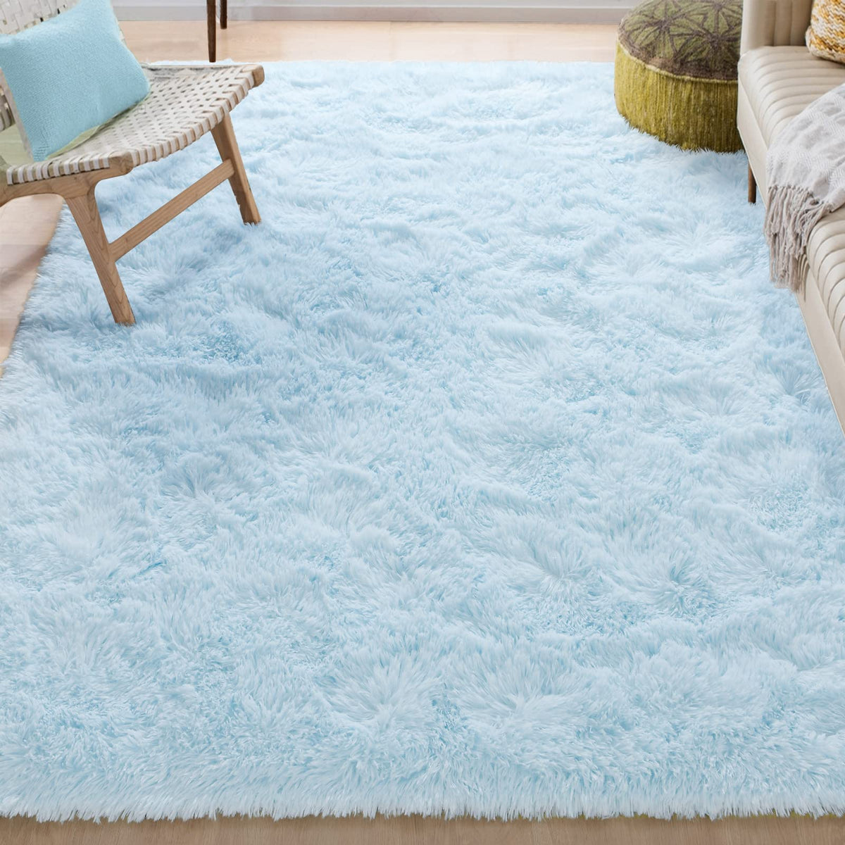 Merelax Soft Area Rug for Livingroom Bedroom, Machine Washable 4x6 Black Rugs Fluffy Shaggy Bedside Rug, Non Slip Indoor Carpet for Nursery Kids Room Home Decor Aesthetic