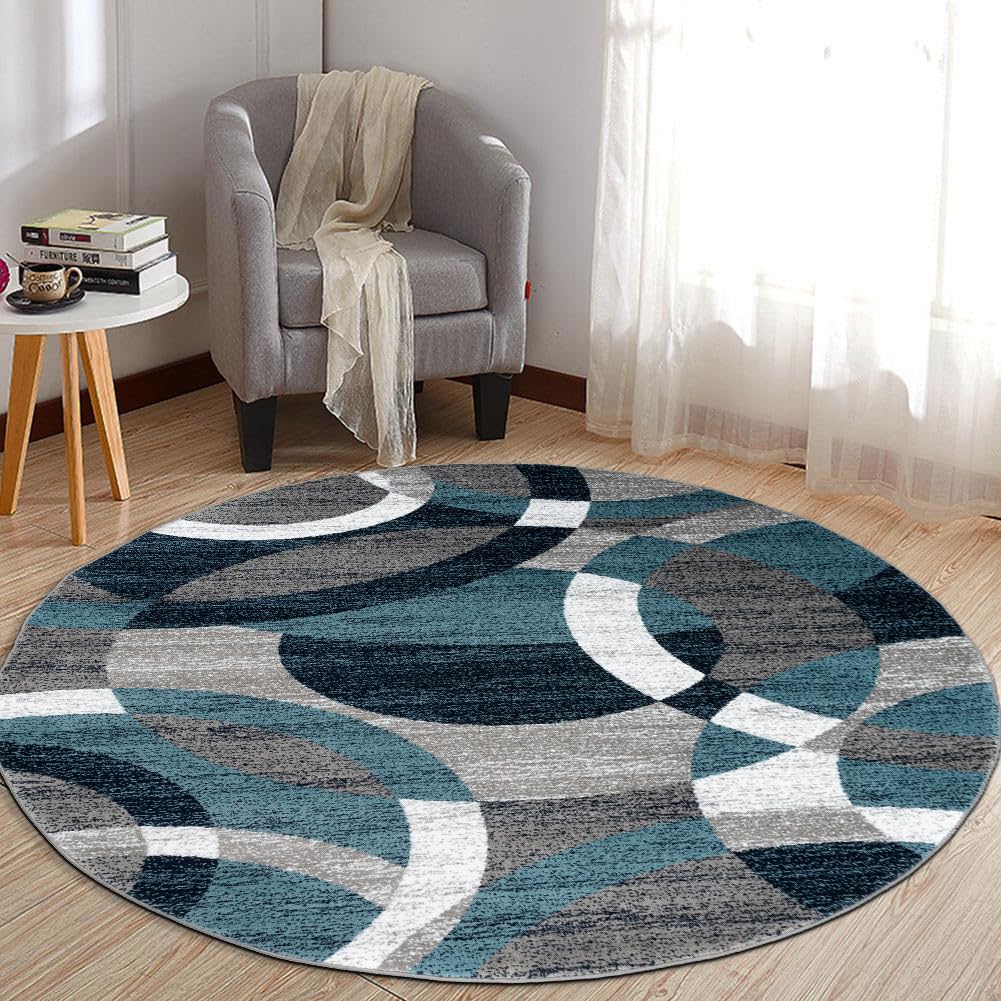 Rugshop Overlapping Circles Modern Geometric Area Rug Red 7'10" x 10'2"