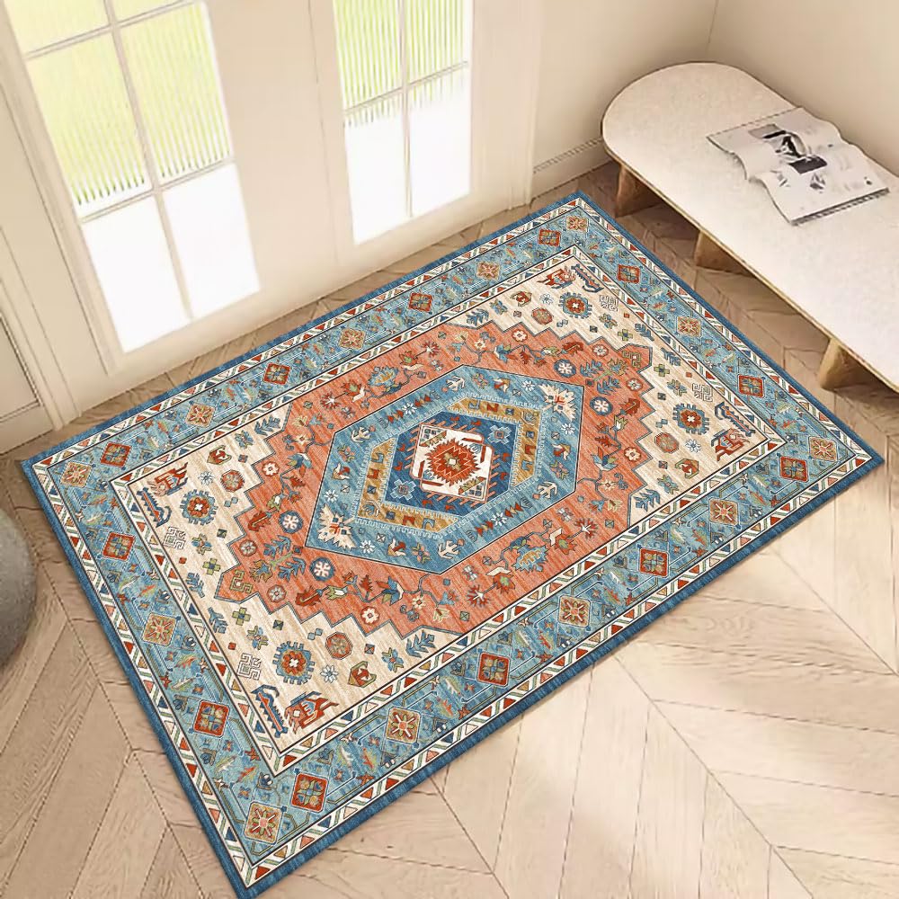 1.6x2.6 Small Area Rug, Washable Non-Slip for Entryway Green