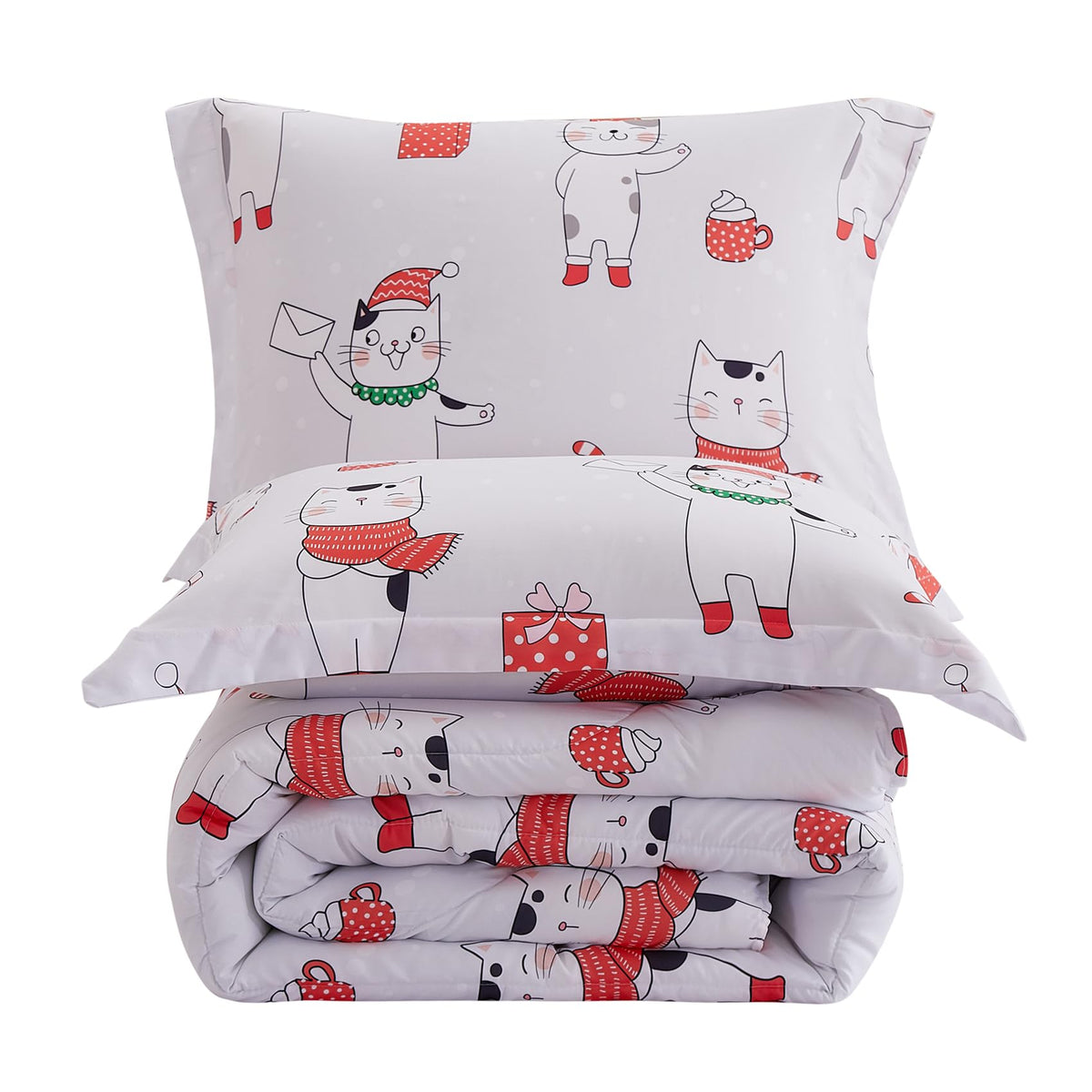 Yibeizi Kids Comforter Set for Boys Girls Full Size, Cute Quilted Woodland Forest Animal Print Fall Bedding with Pillow Sham, Lightweight Soft Breathable Machine Camping Themed Bed Set 3 Piece