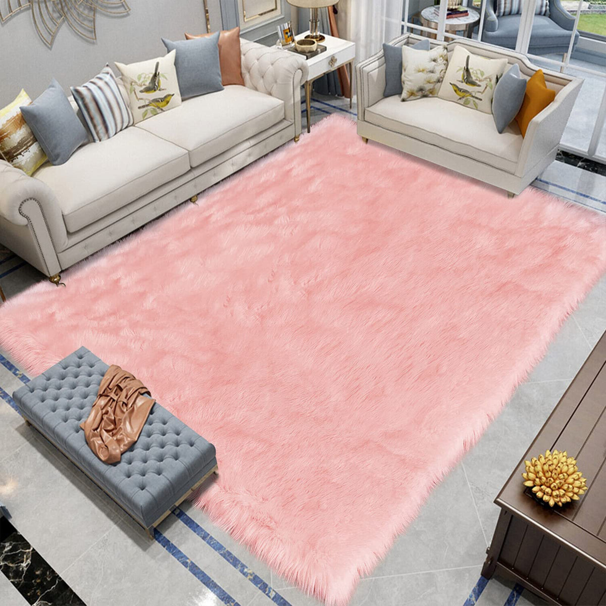 Latepis White Faux Fur Sheepskin Rug 4x6 for Living Room, Fuzzy Rugs Fluffy Washable Rug for Bedroom, Playroom, Luxury Room Decor, Rectangle