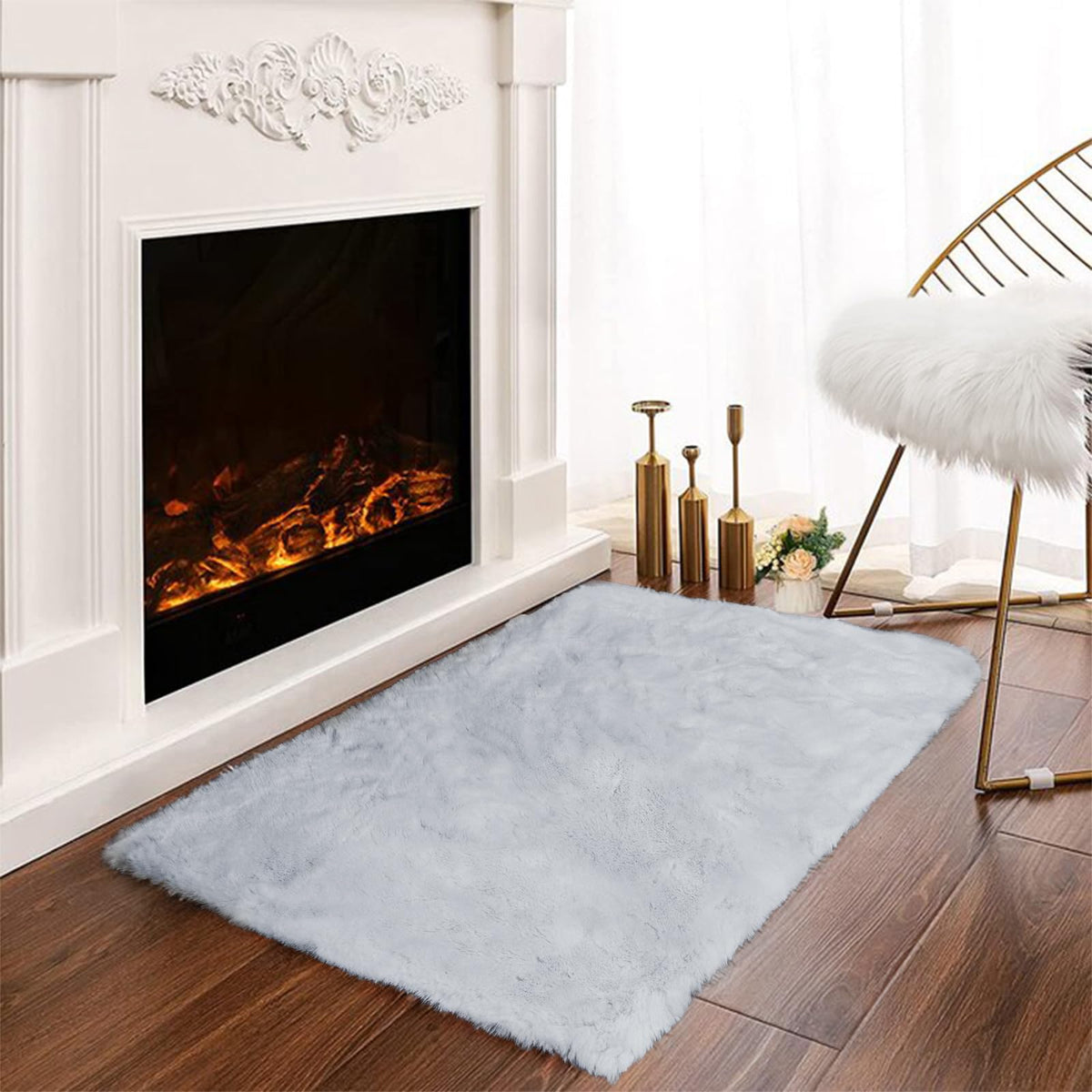 Latepis Washable Rugs 3x5 White Fluffy Shag Rug Shaggy Rug for Living Room Super Soft Area Rugs for Bedroom Nursery