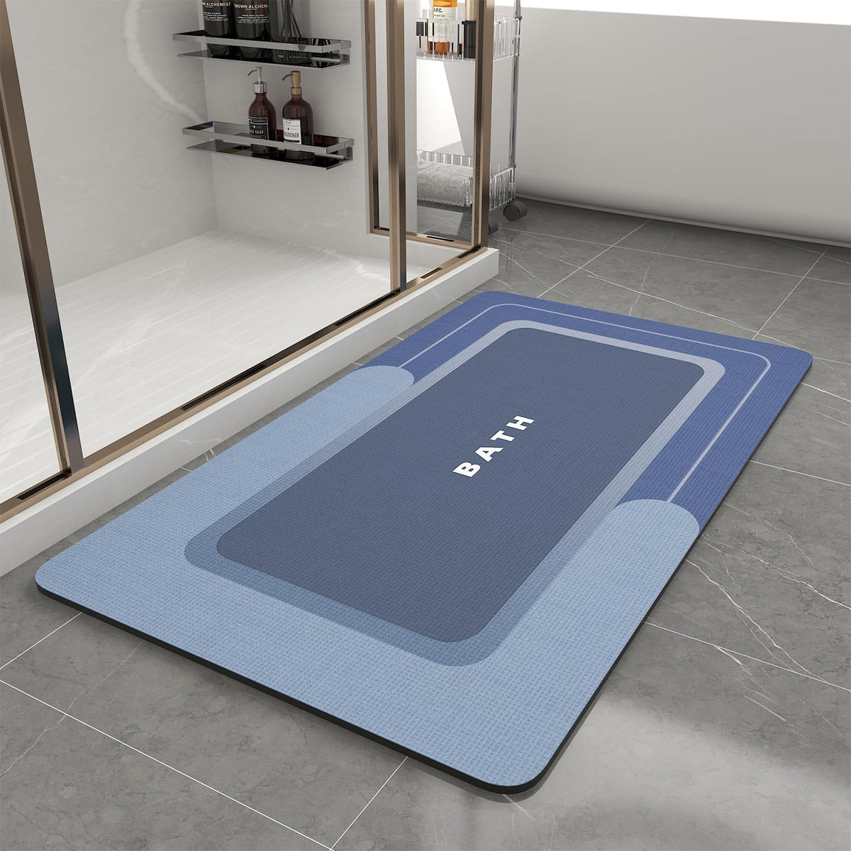 MontVoo-Bath Mat-Bath Mat Rug Non Slip Super Absorbent Stain Resistant Quick Dry Thin Bathroom Rug-Bath Mats for Bathroom Floor Bathtub Vanity-Bathmat Bath Rug Easy Care-17"x27" Darkgrey