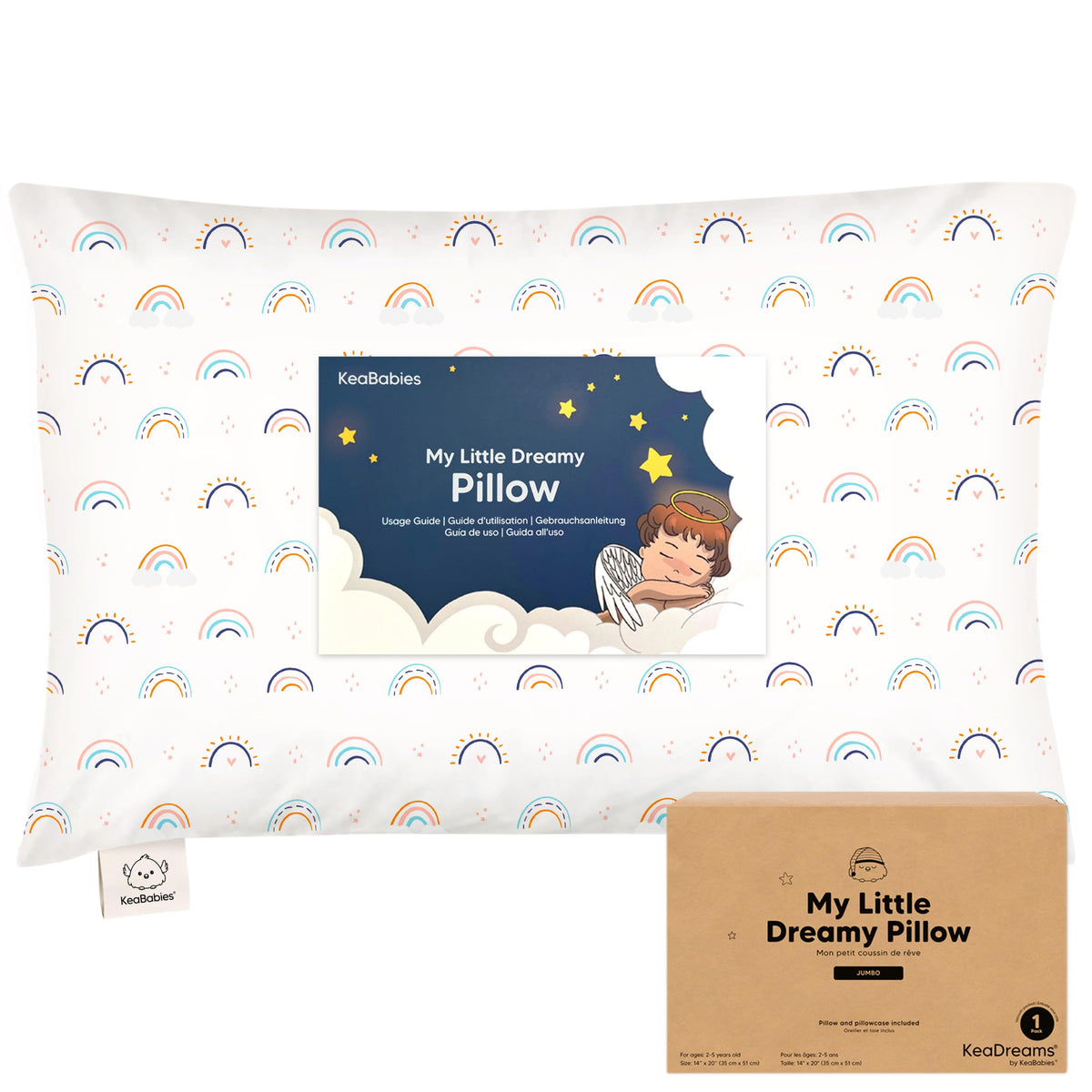 KeaBabies Organic Toddler Pillow with Pillowcase, Jumbo 14X20 (KeaFriends)