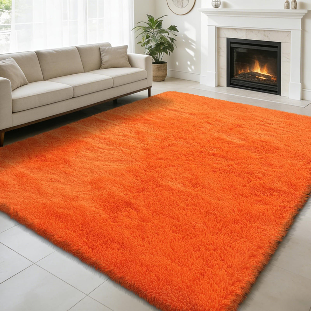 5x8 Shag Area Rug for Bedroom,Grey and Black Fluffy Rugs for Living Room