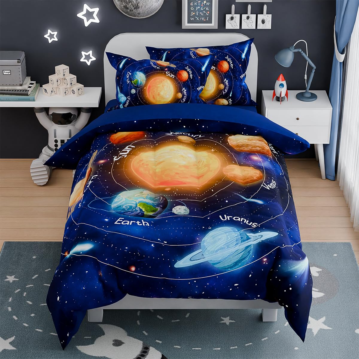 Woodland Animal Kids Bedding Set for Boys, Ultra Soft Microfiber Comforter Set Twin Size 3-Pieces, Comforters Bed Sets for Kid Tween Teen Bedroom Decor