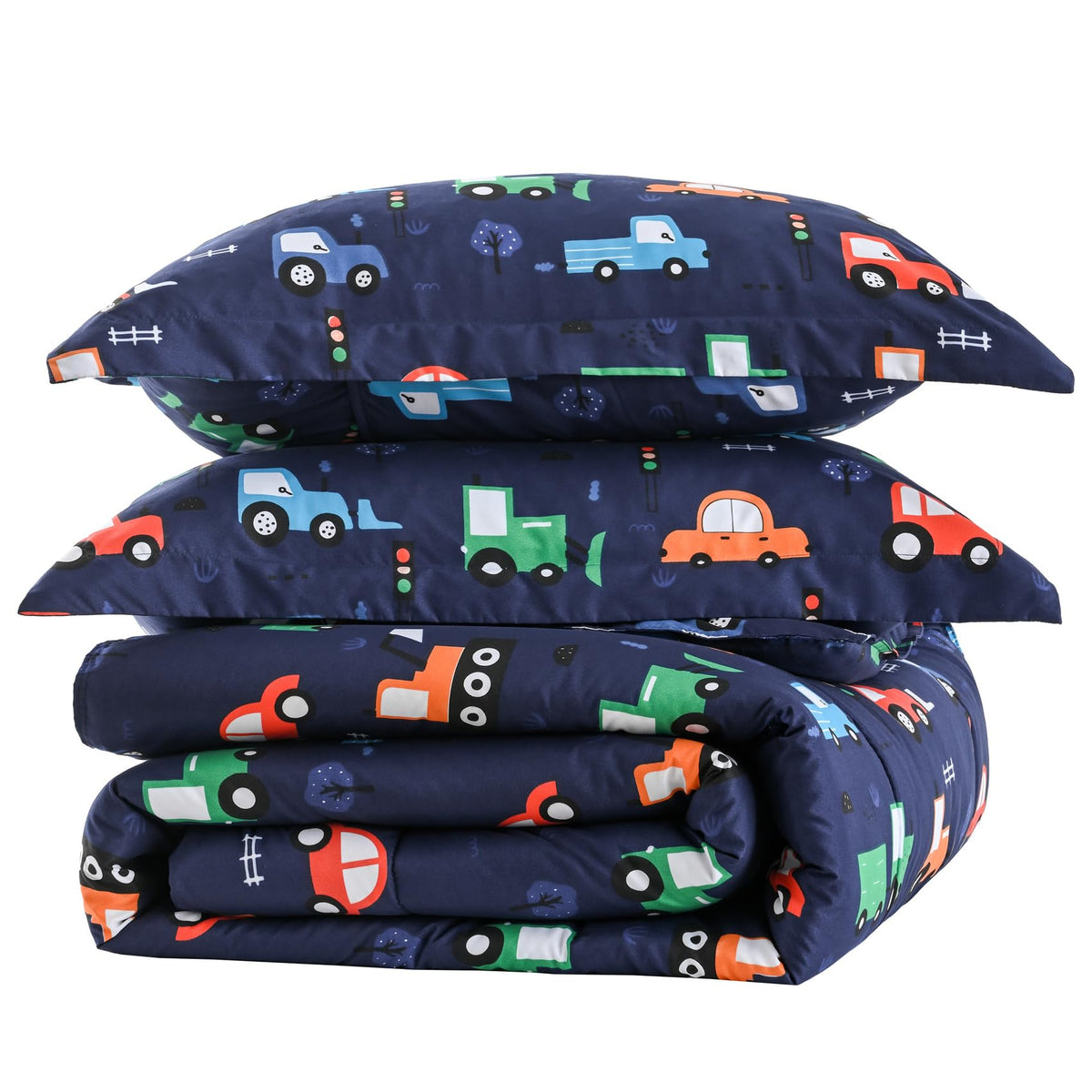 Yibeizi Kids Comforter Set for Boys Girls Full Size, Cute Quilted Woodland Forest Animal Print Fall Bedding with Pillow Sham, Lightweight Soft Breathable Machine Camping Themed Bed Set 3 Piece