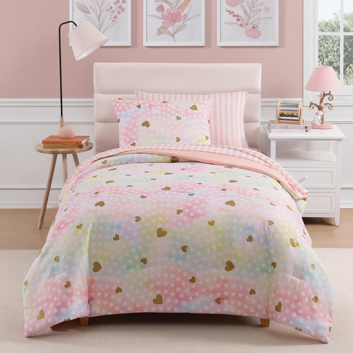 Twin Comforter Set with Sheets for Girls-5 Pieces Twin Bedding Sets