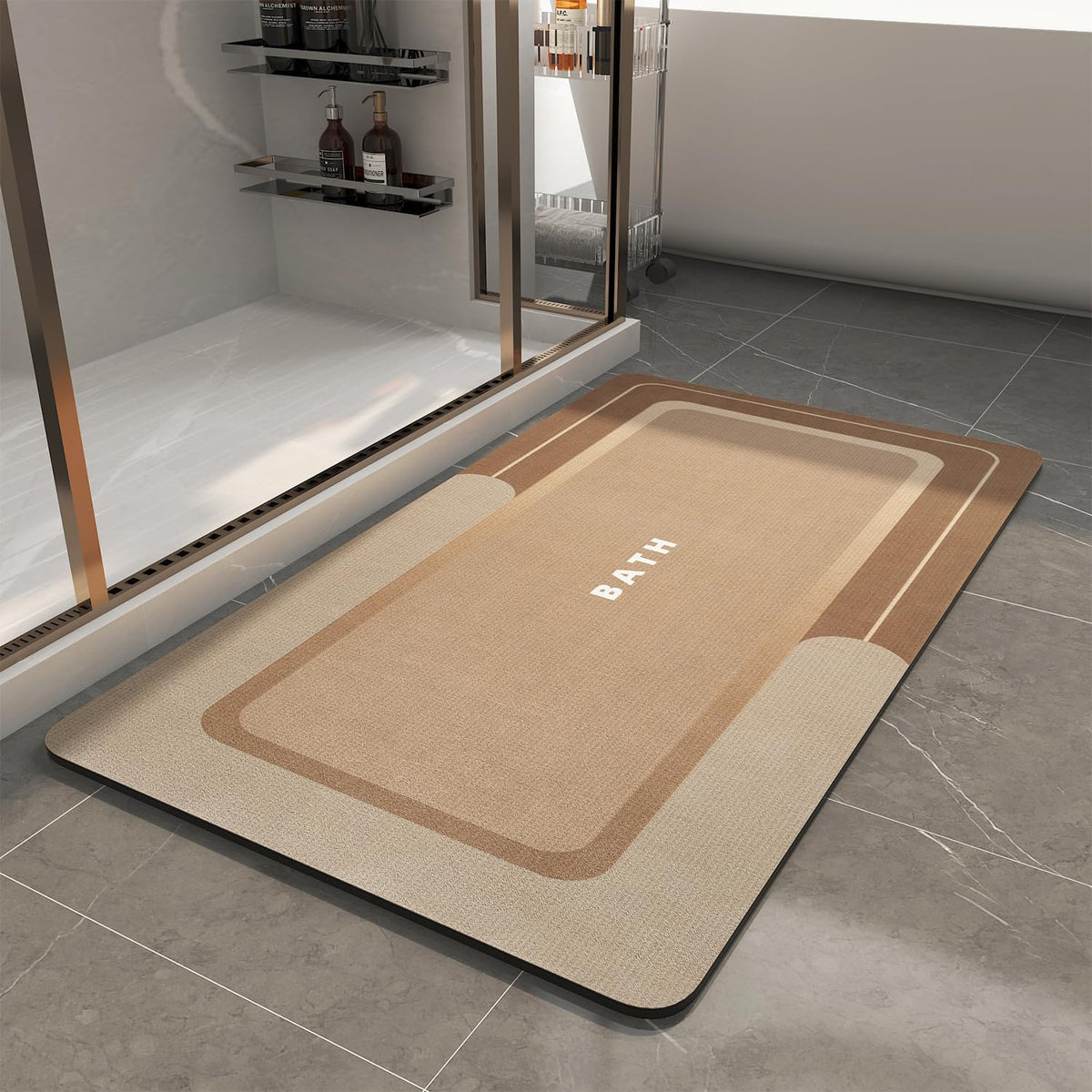MontVoo-Bath Mat-Bath Mat Rug Non Slip Super Absorbent Stain Resistant Quick Dry Thin Bathroom Rug-Bath Mats for Bathroom Floor Bathtub Vanity-Bathmat Bath Rug Easy Care-17"x27" Darkgrey