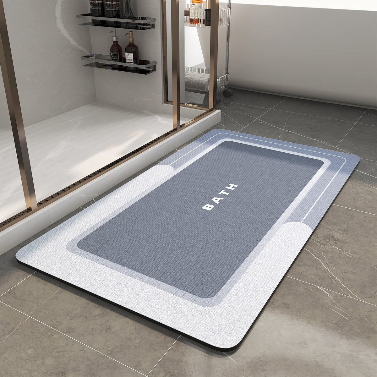 MontVoo-Bath Mat-Bath Mat Rug Non Slip Super Absorbent Stain Resistant Quick Dry Thin Bathroom Rug-Bath Mats for Bathroom Floor Bathtub Vanity-Bathmat Bath Rug Easy Care-17"x27" Darkgrey