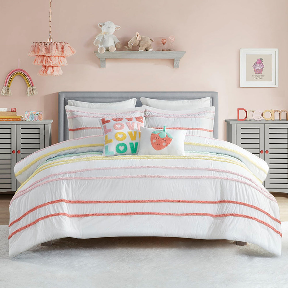 Intelligent Design Kids White Floral Queen Comforter Set for Girls, 4pc