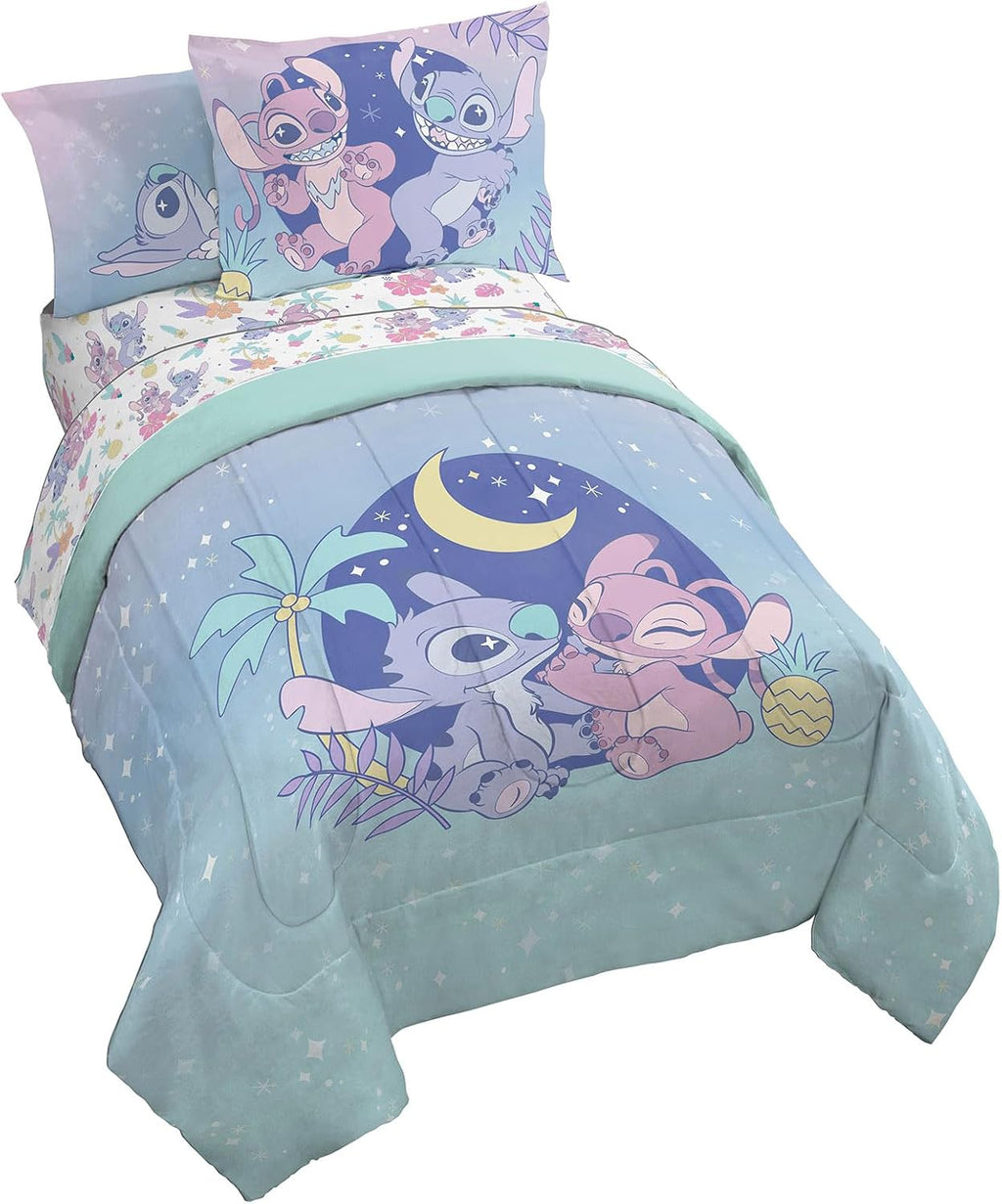 Disney Lilo & Stitch Twin Comforter Set, 5 Pc Bed in a Bag, Reversible