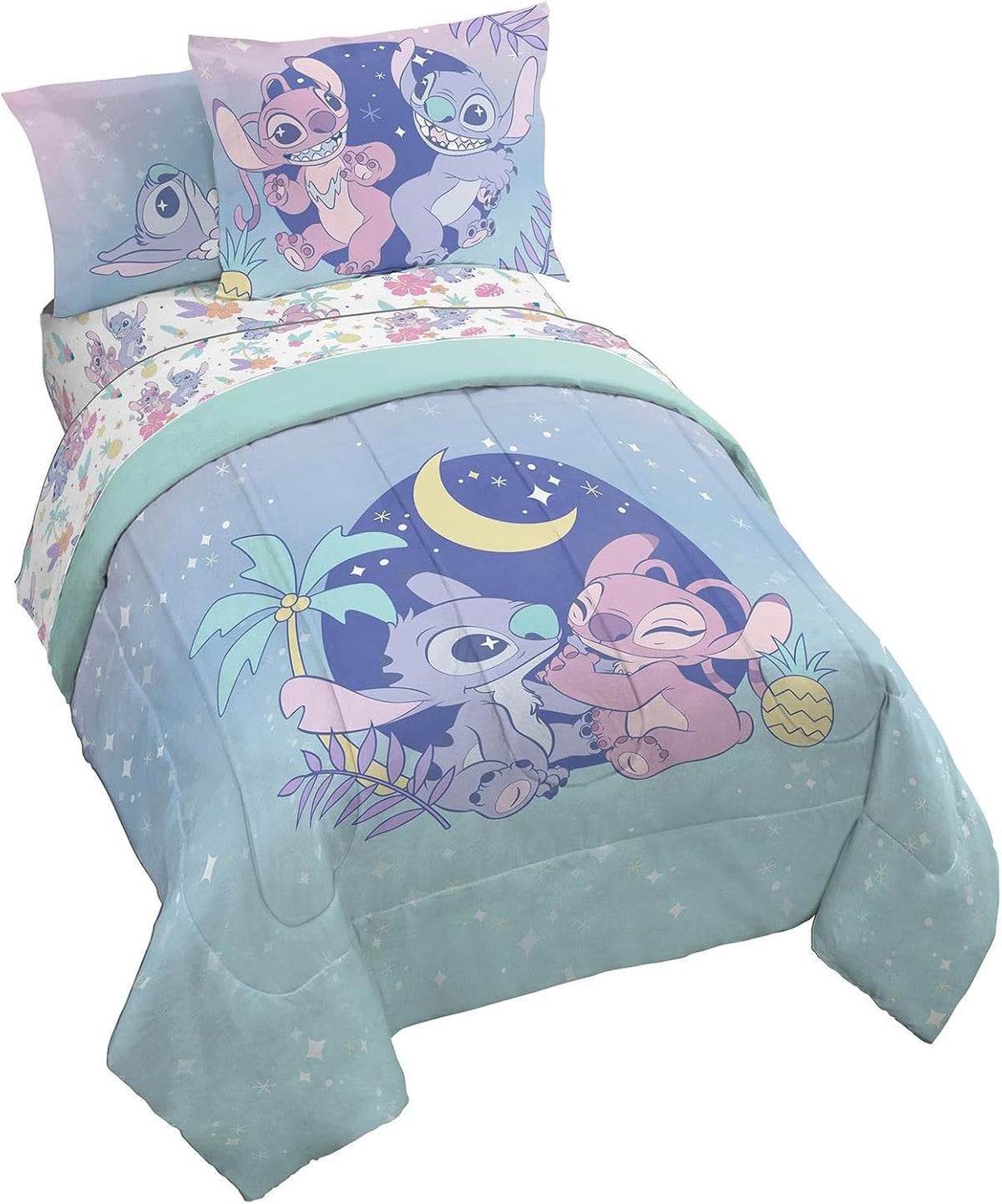 Disney Lilo & Stitch Twin Comforter Set, 5 Pc Bed in a Bag, Reversible