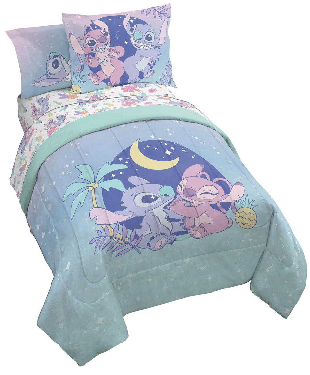 Disney Lilo & Stitch Twin Comforter Set, 5 Pc Bed in a Bag, Reversible