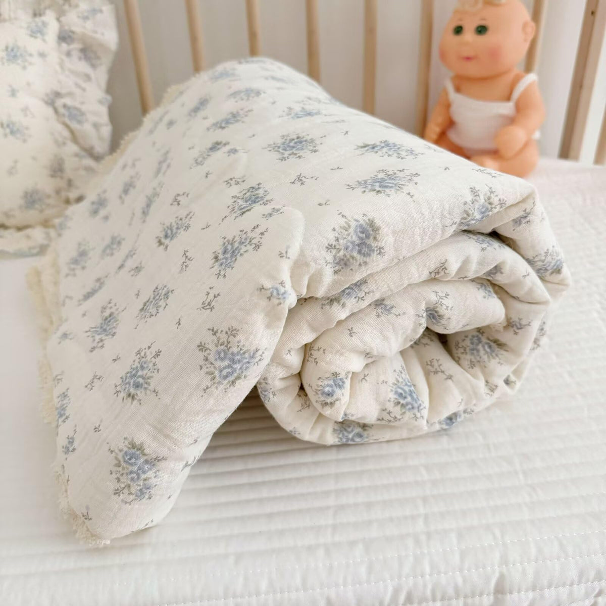 BuLuTu Carmine Flower Blanket for Girls Boys Muslin Cotton Toddler Quilt Kid Bed Soft Toddler Blankets Child Teen Bedding Decor Birthday Gifts, Camellia Pattern, 47x59 Inches