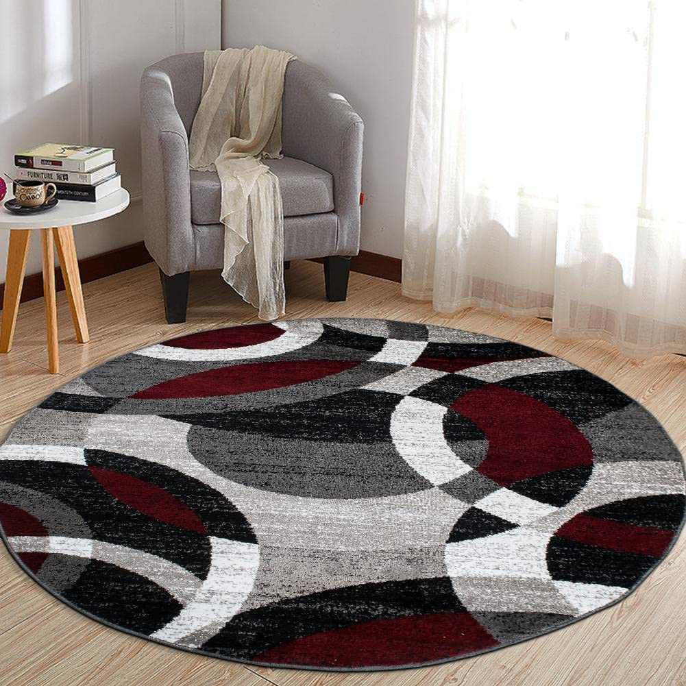 Rugshop Overlapping Circles Modern Geometric Area Rug Red 7'10" x 10'2"