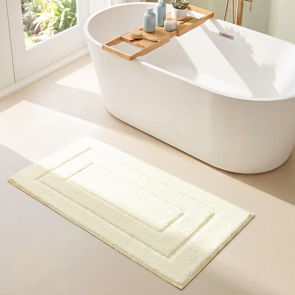 GRANNY SAYS Gray Bathroom Rug 16" x 24", Non-Slip Microfiber Bath Mat