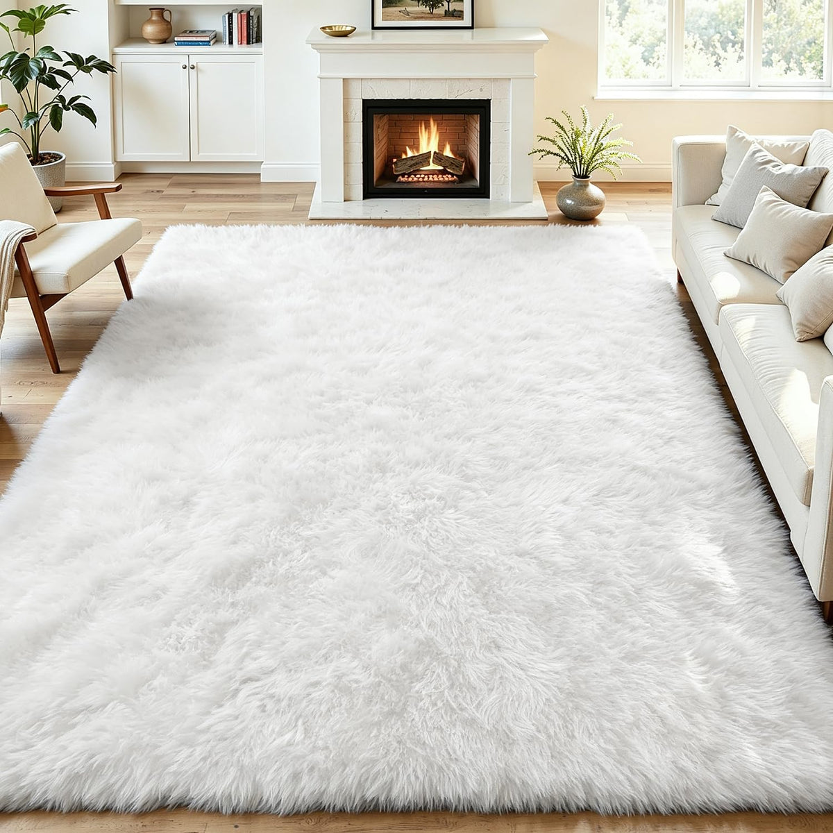 Tosuoka 4x6 Area Rugs for Bedroom, Soft Fluffy Shag Thick Black Rug