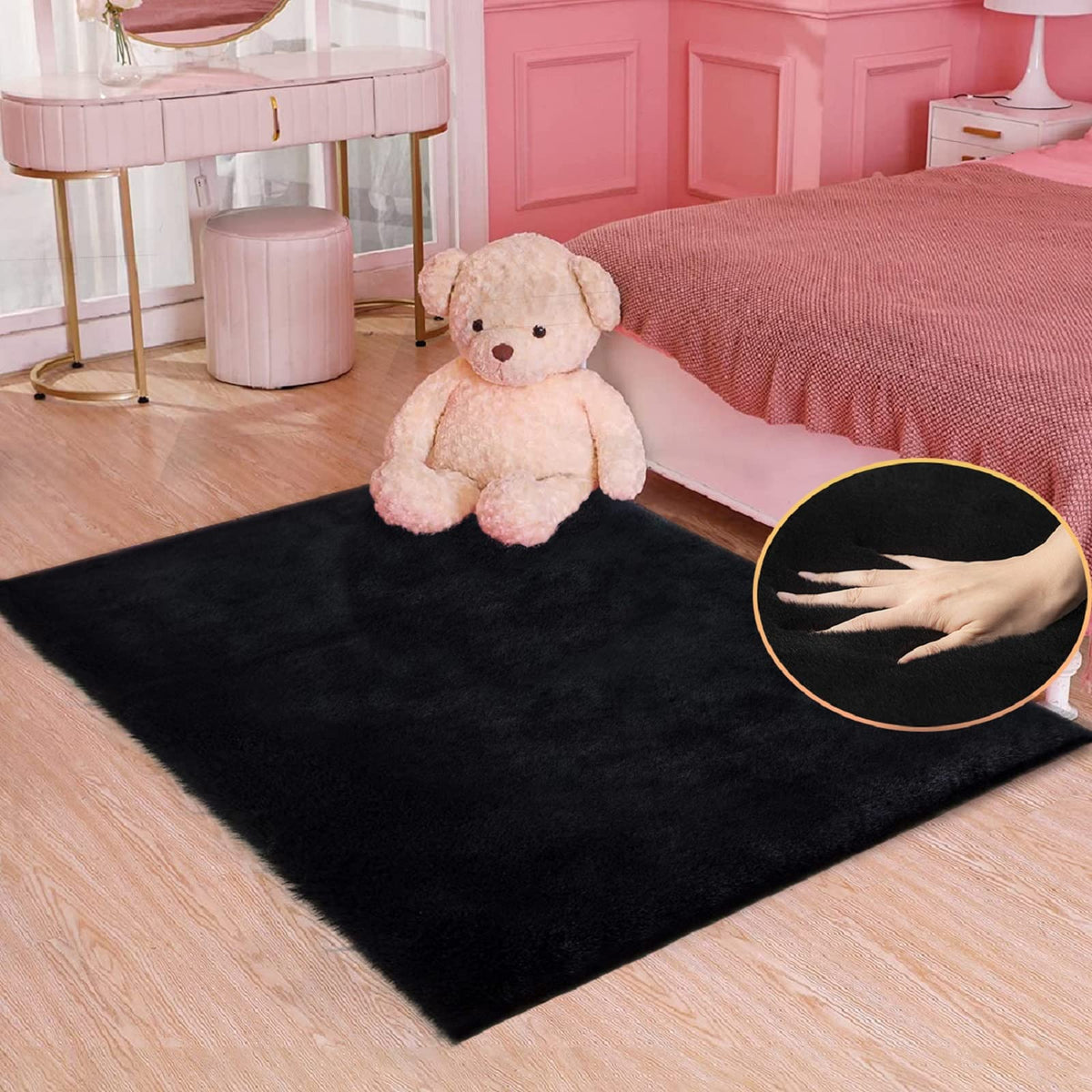 ORINOVA White Faux Bunny Fluffy Fur Rug Washable Area Rugs for Living Room Nursery Rugs for Bedroom 2x3 Rectange Rug Cute Home Décor