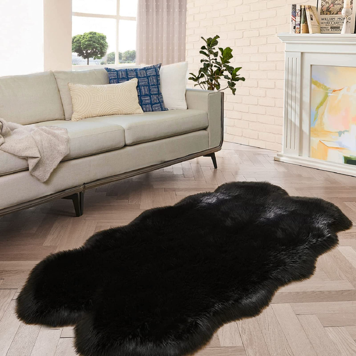 ORINOVA White Faux Sheepskin Fuzzy Fur Rugs for Bedroom Small Machine Washable Fluffy Area Rugs for Living Room 2x4 Shag Nursery Rug