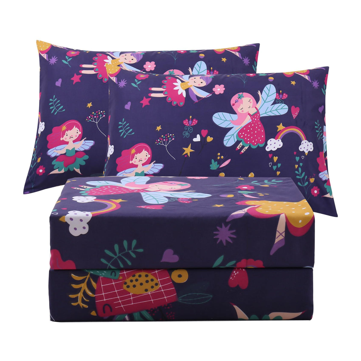 JSD Pink Unicorn Rainbow Kids Full Sheet Set for Girls 4 Piece