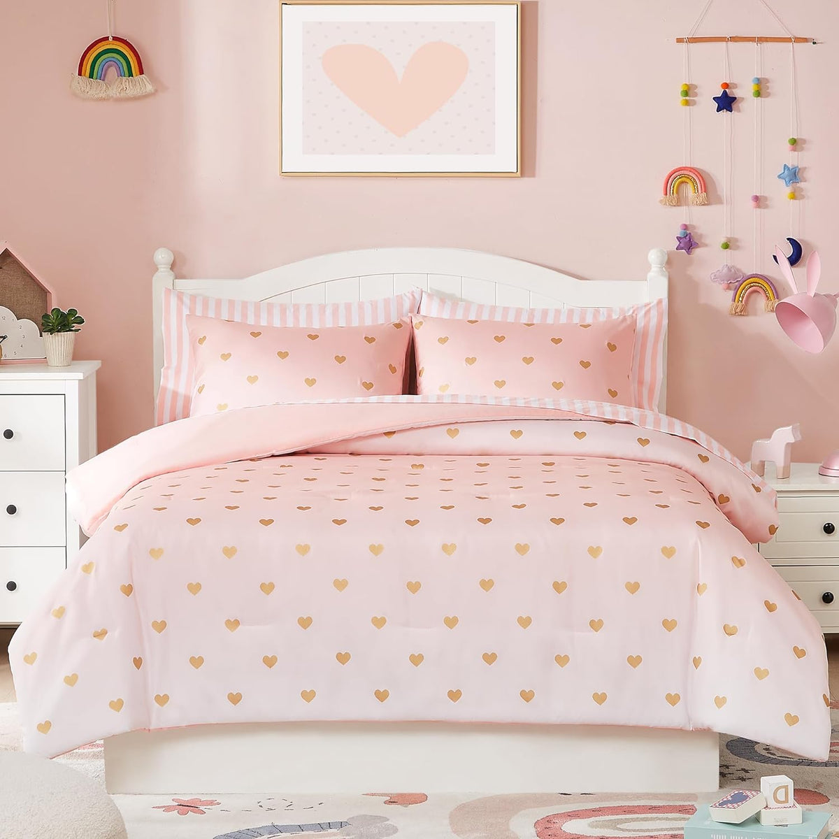 Twin Comforter Set with Sheets for Girls-5 Pieces Twin Bedding Sets