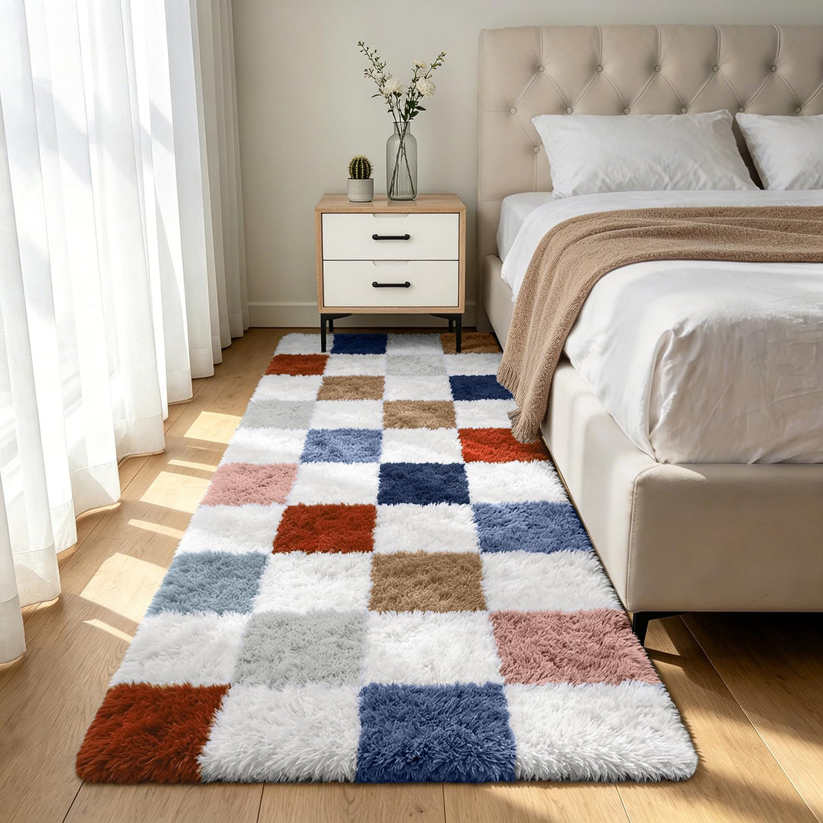 Shag Area Rugs for Bedroom Living Room,4X6 Ultra Soft Fluffy Area Rugs for Dorm,Indoor Carpet Plush Rugs for Home Decor,Tie-Dye Grey