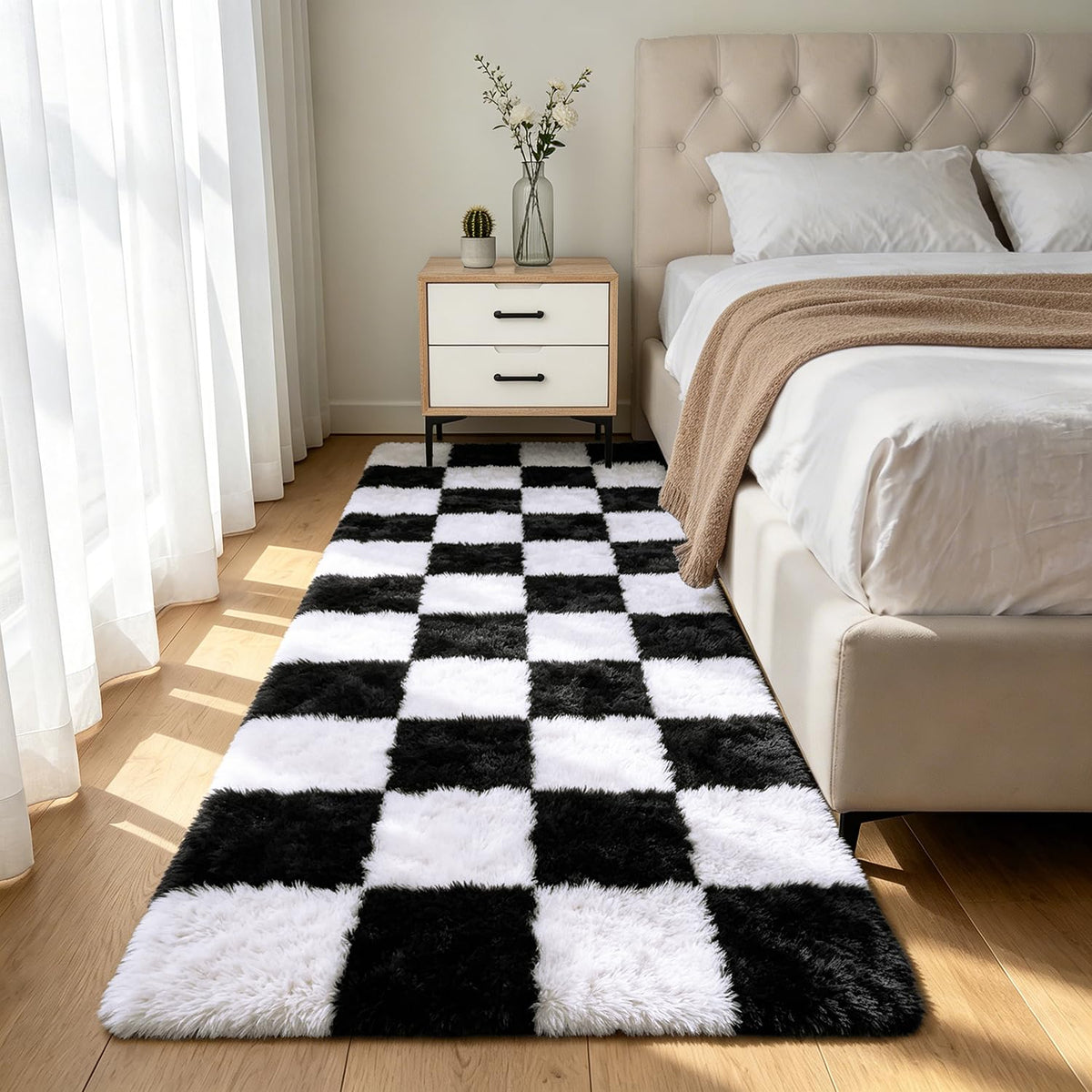 Shag Area Rugs for Bedroom Living Room,4X6 Ultra Soft Fluffy Area Rugs for Dorm,Indoor Carpet Plush Rugs for Home Decor,Tie-Dye Grey