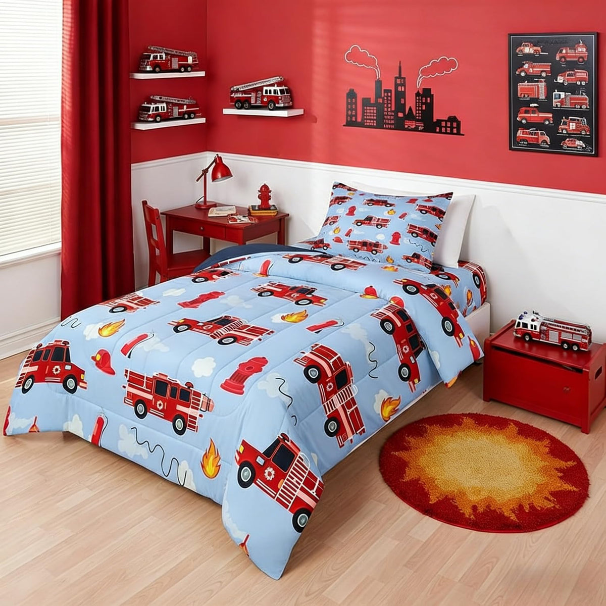 Erosebridal Cartoon Train Comforter Set Twin Kids Bedding for Boys Girls