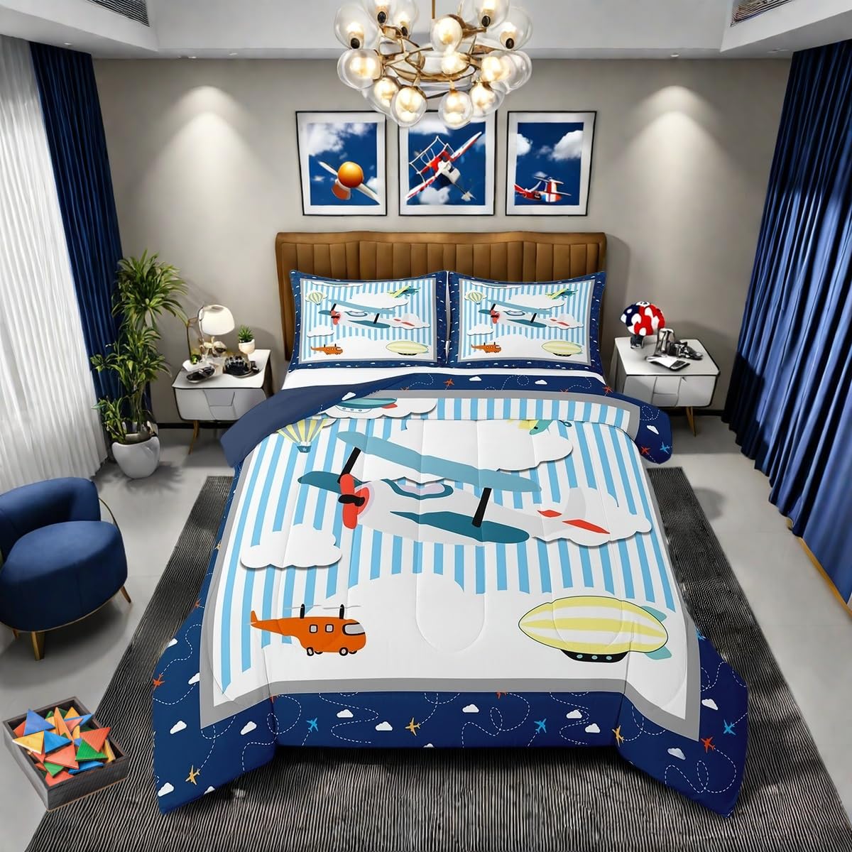 Erosebridal Cartoon Train Comforter Set Twin Kids Bedding for Boys Girls