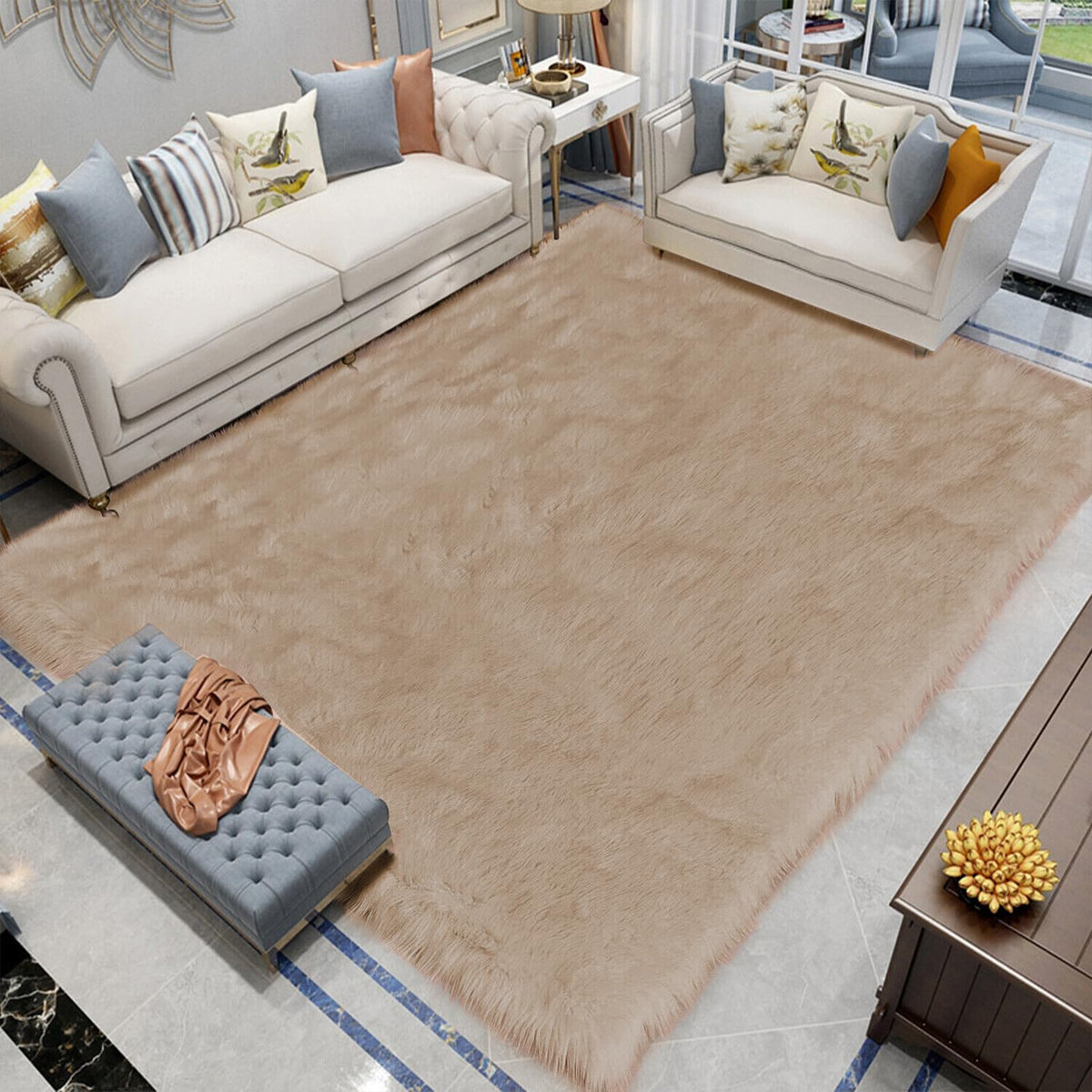 Latepis White Faux Fur Sheepskin Rug 4x6 for Living Room, Fuzzy Rugs Fluffy Washable Rug for Bedroom, Playroom, Luxury Room Decor, Rectangle