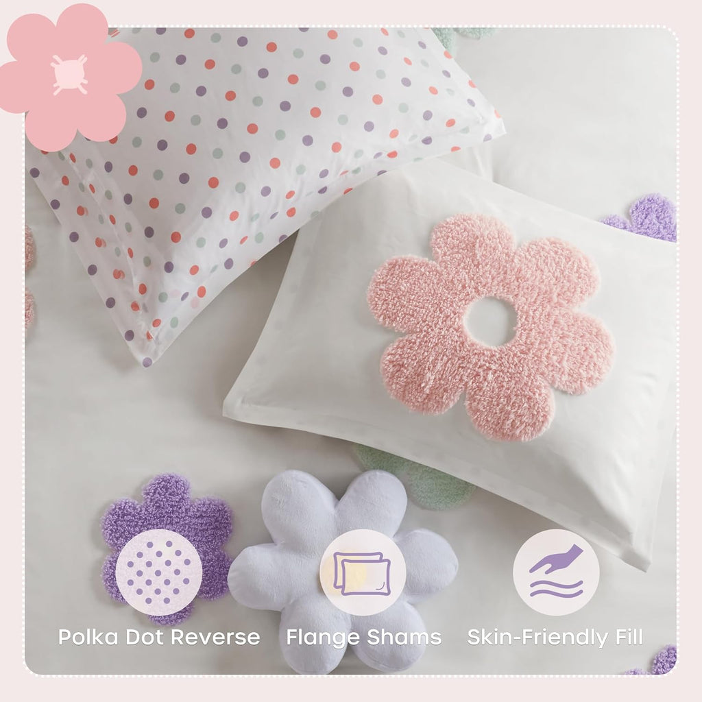 Intelligent Design Kids White Floral Queen Comforter Set for Girls, 4pc