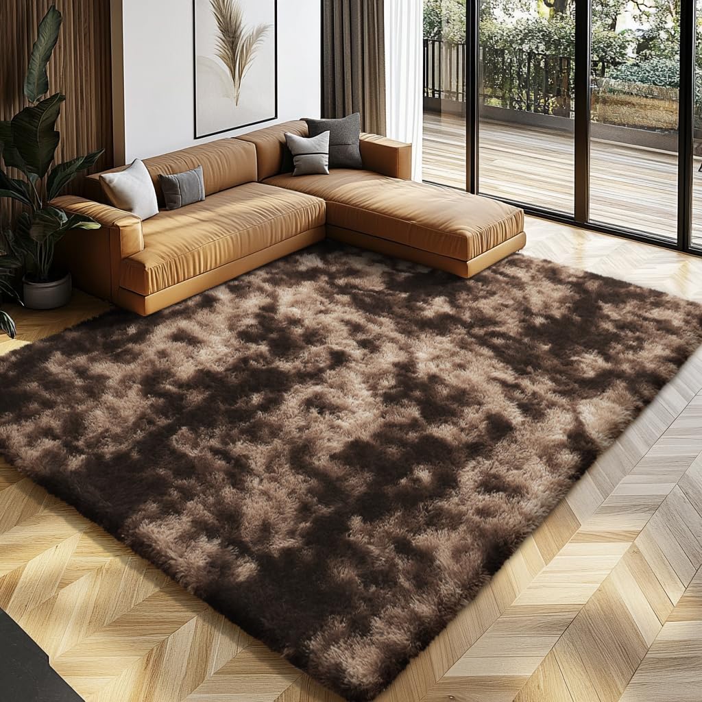 Shag Area Rugs for Bedroom Living Room,4X6 Ultra Soft Fluffy Area Rugs for Dorm,Indoor Carpet Plush Rugs for Home Decor,Tie-Dye Grey
